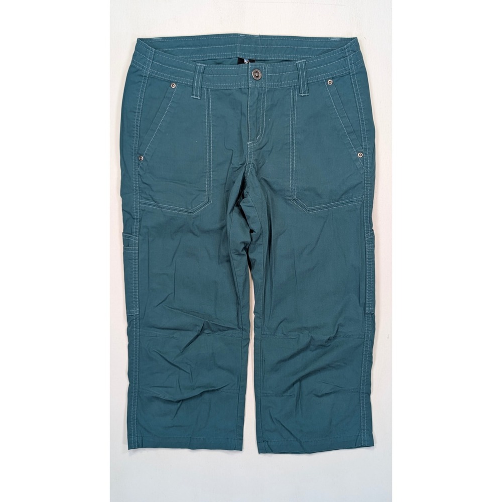 Kuhl Womens Teal Cargo Capri Pants Size 6 Hiking Outdoor Mid Rise Crop